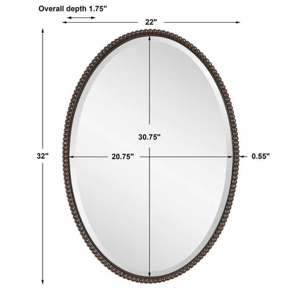 Uttermost Sherise 32" X 22" Oval Vanity Bathroom Wall Mirror with Hand