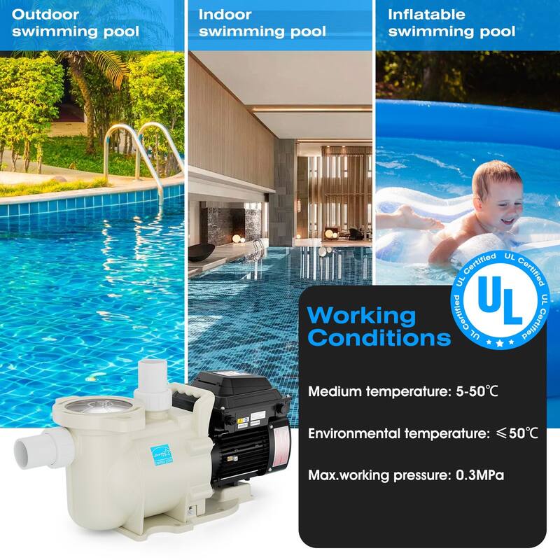 iLiving ILG8PP220-VS Variable Speed Above Ground Swimming Pool Pump, 2.2HP