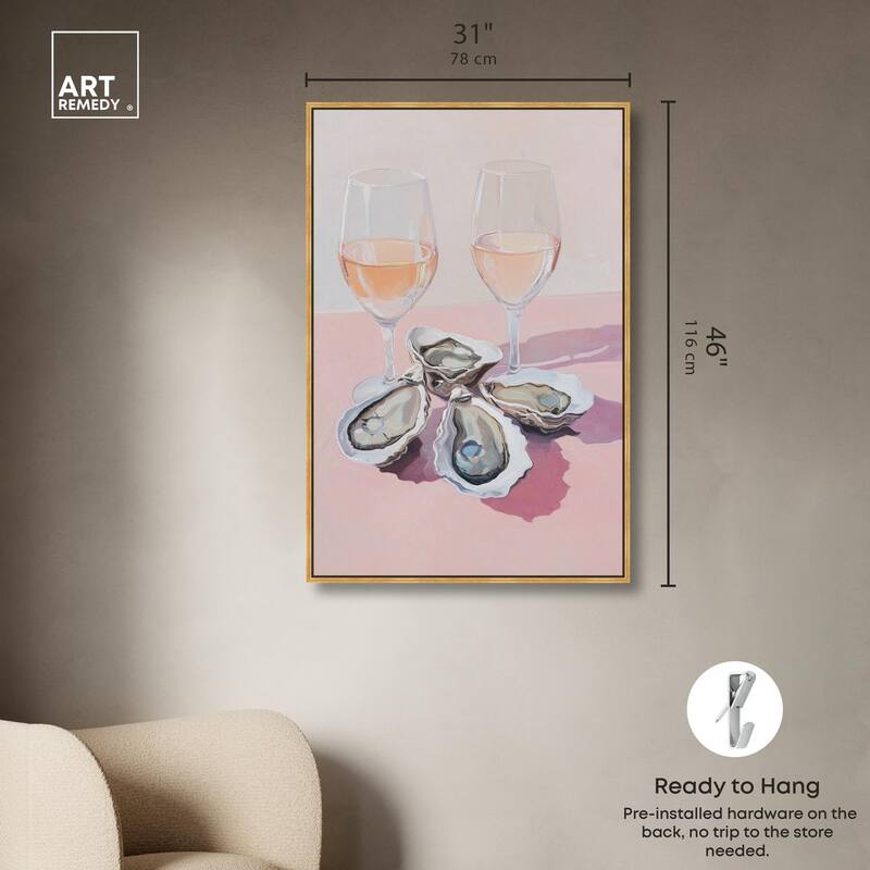Oysters and Rose Wine Canvas by Art Remedy