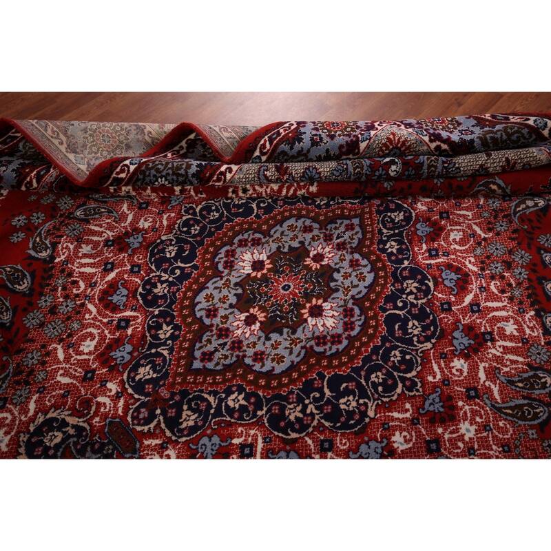 Red Kashan Turkish Area Rug Machine Made Floral Carpet - 9'7" x 12'7"