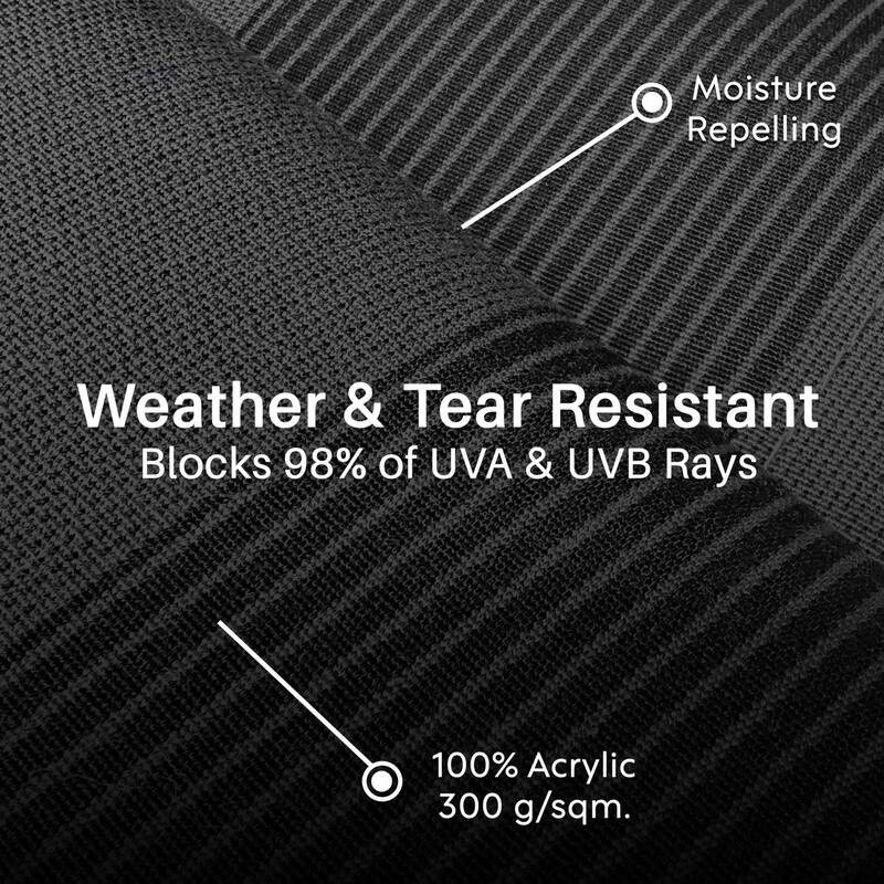 Italian Full Cassette Motorized Patio Awning with App and Remote Control - Nero/Grigio Black & Gray Striped - 12 x 10 Feet