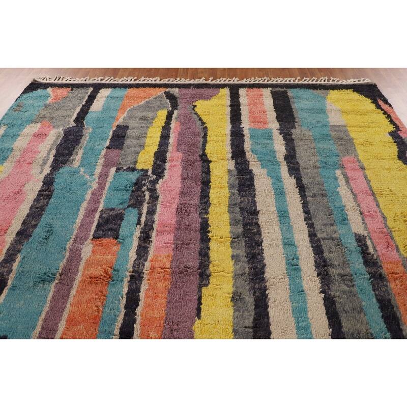 Multicolor Moroccan Oriental Area Rug Handmade Wool Carpet - 8'10" x 13'0"