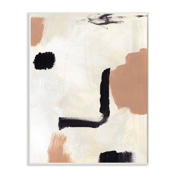 Stupell Industries Soft Tone Neutral Abstraction Beige Black Design Wood Wall Art Brown Overstock