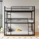 preview thumbnail 1 of 11, Twin Over Twin Over Twin Metal Triple Bunk Bed with Two Attached Ladders Black