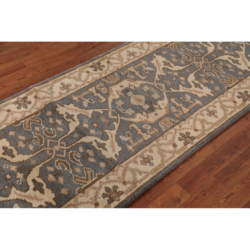All-Over Oushak Indian Runner Rug Handmade Wool Carpet - 2'9" x 8'3"