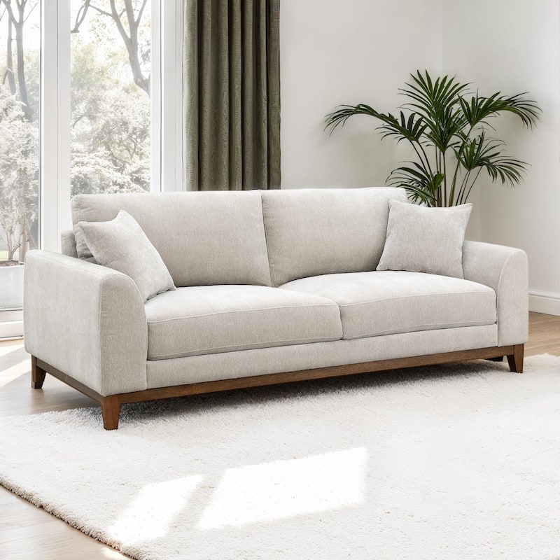 Modern Light Gray Wood Trim Sofa 1pc