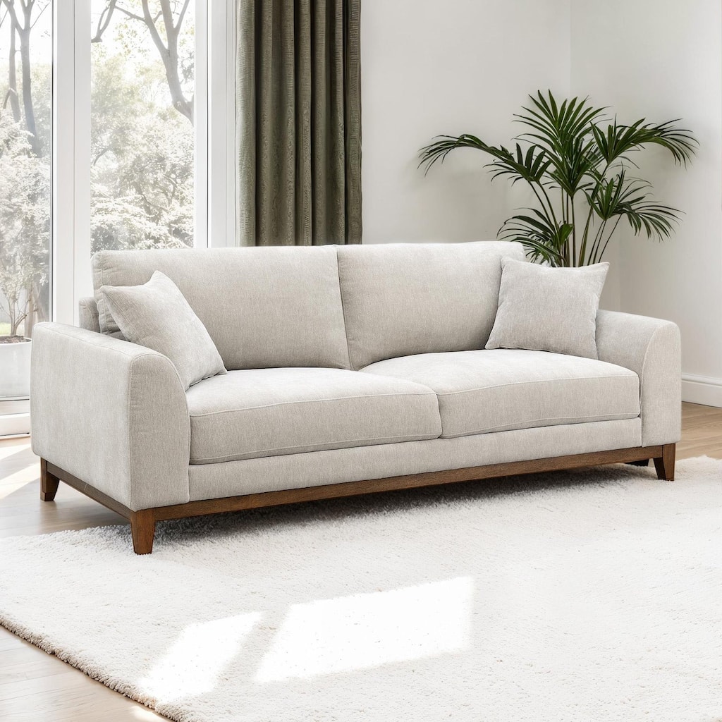 Modern Light Gray Wood Trim Sofa 1pc