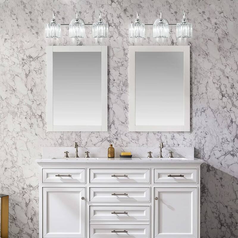 3 - Light Modern Glam Crystal Bathroom Vanity Light Wall Sconce