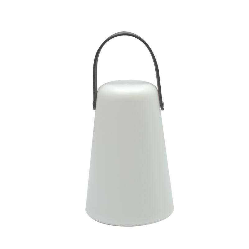 Large LED Lighted Outdoor Flameless Lantern Candle - 8" - White and Gray