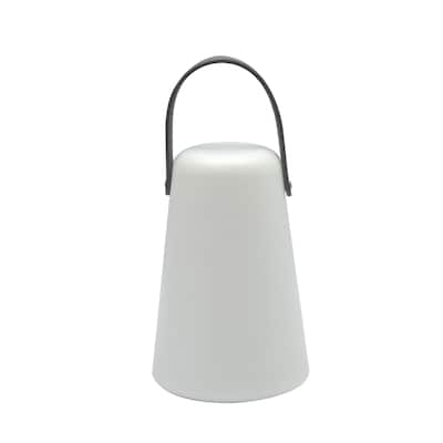 Large LED Lighted Outdoor Flameless Lantern Candle - 8" - White and Gray