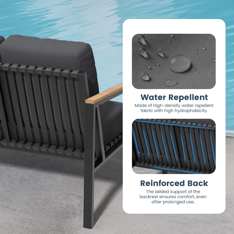 4-Piece Patio Conversation Set with Cushions Rocking Chairs