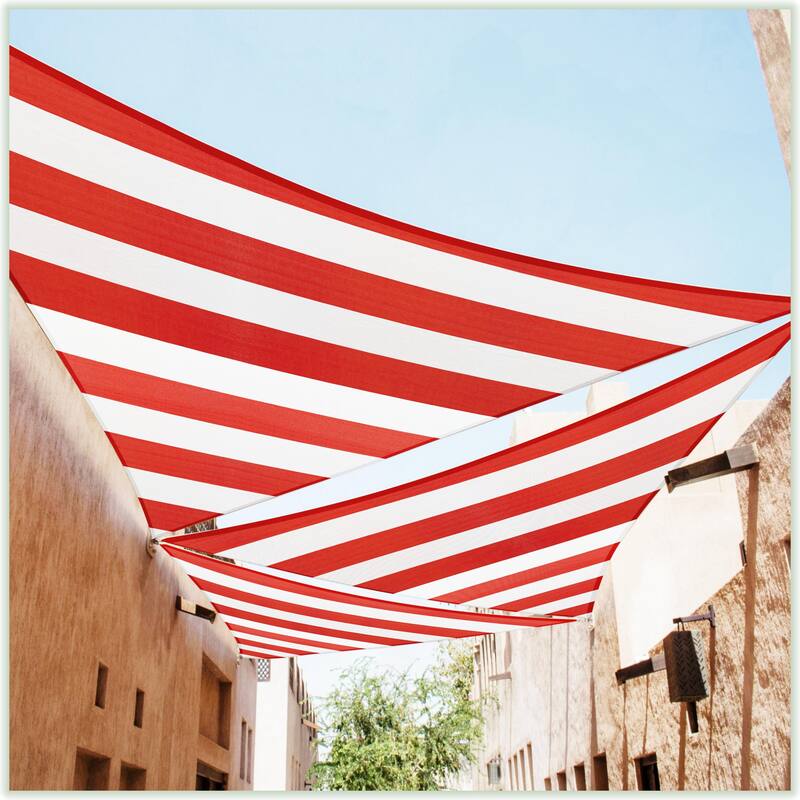 ColourTreeUSA Triangle Sun Shade Sail HDPE Mesh Fabric Screen Canopy UV Block 190 GSM - 14' x 14' x 14' - Patriot Way