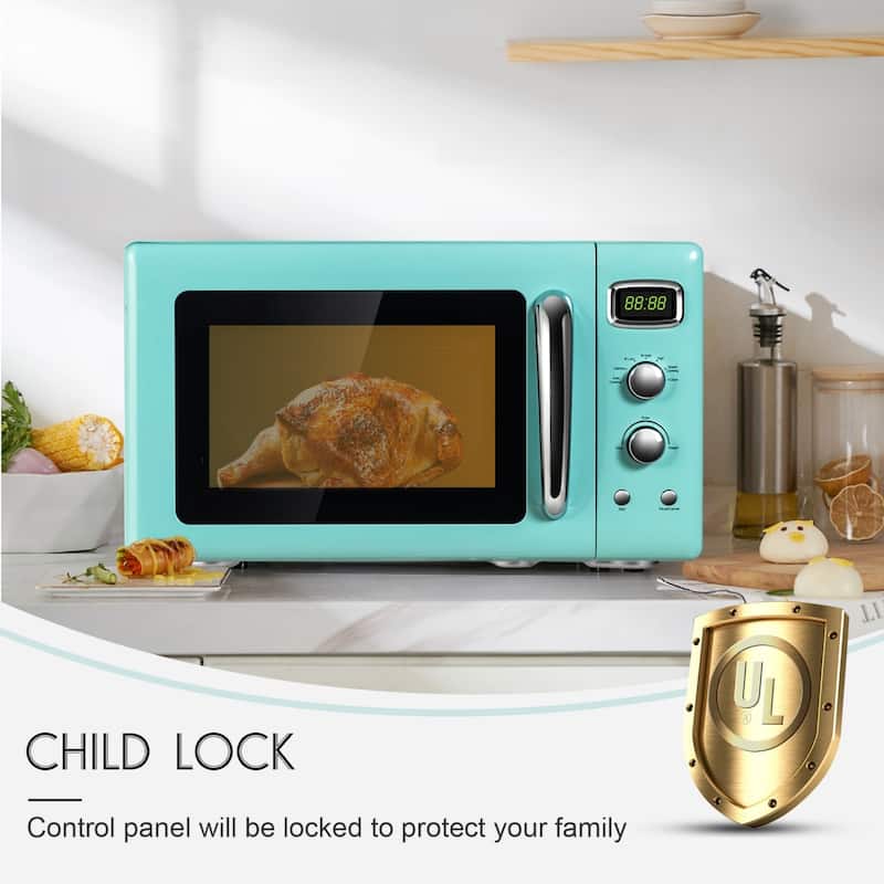0.9 Cu Ft Microwave Oven with 360 Degree Rotating Glass Turntable and 5 Cooking Modes Child Safety Lock - 19.5" x 14" x 11"