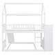 preview thumbnail 4 of 9, Twin Over Twin Bunk Bed with Two Drawers, Wooden Bed with Slide, House-shaped Bed with Storage Staircase for Bedroom, White