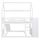 preview thumbnail 4 of 7, White Wooden Twin over Twin Bunk House Bed Frame with Convertible Slide, Storage Stairs, Ladder, Guardrails for Kids, Teens