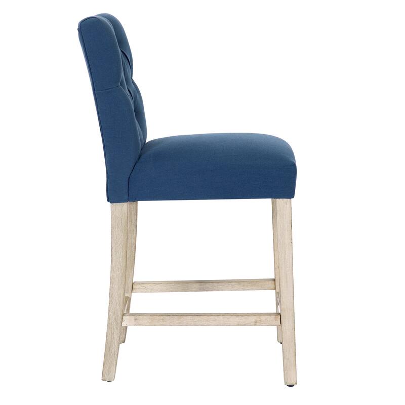 Carter 24" Classic Button Tufted Counter Stool, Antique Gray Legs