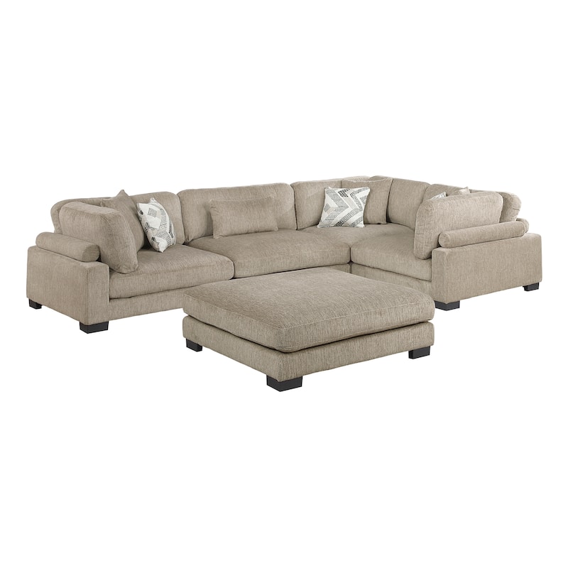 Abbeville Microfiber 5-Piece Modular Sectional with Ottoman - Brown