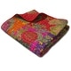 preview thumbnail 10 of 9, Greenland Home Fashions Jewel 100% Cotton Kantha-Quilted Boho Floral Throw Blanket Red