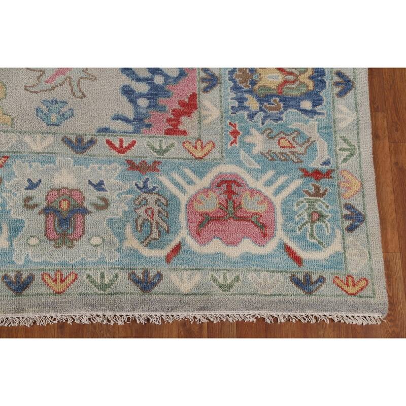 All-Over Oushak Oriental Area Rug Hand-Knotted Wool Carpet - 9'0" x 11'8"