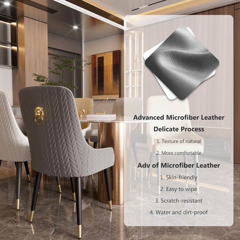 Modern PU Leather Set of 2 Dining Chairs with Metal Legs - 17"x17"x36"