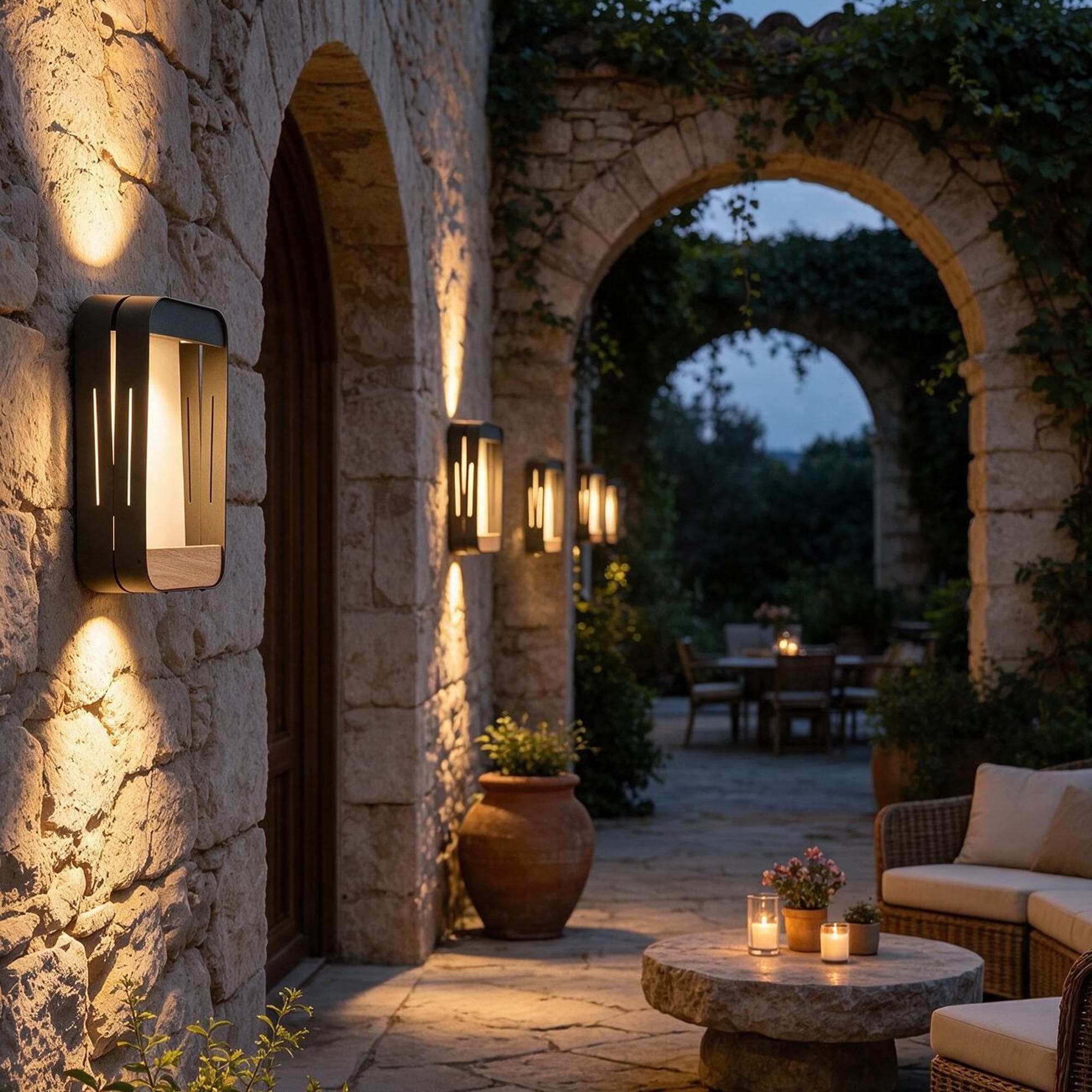 4 Pack Solar Rectangle Frame Integrated LED Sensor Outdoor Wall Light