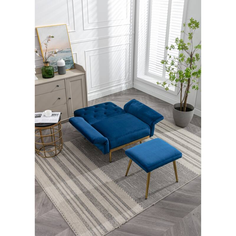 Bottom Tufted Accent Lounge Chair with Adjustable Arm and Back