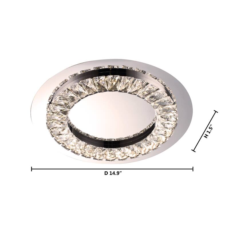 LED Flush Mount With Stainless Steel Frame And Clear Crystal