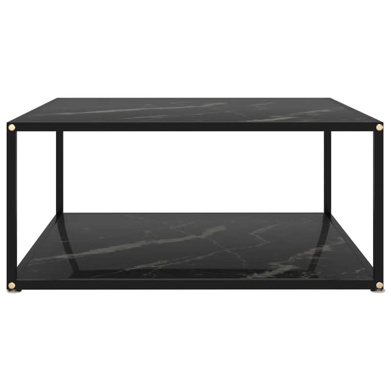 vidaXL Coffee Table Black 31.5"x31.5"x13.8" Tempered Glass - 31.5" x 31.5" x 13.8"