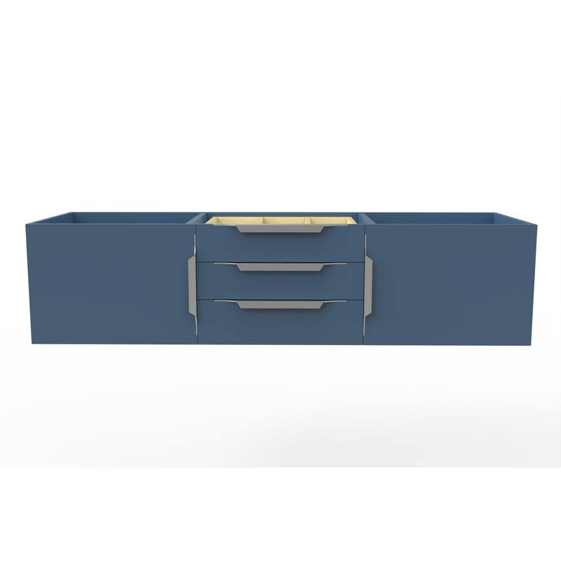 Alpine 60" Wall Mounted Bathroom Vanity (Base Only) - Blue - Brushed Nickel Finish