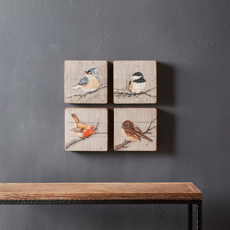 Bird Plaque (Set of 4) - Multi-Color