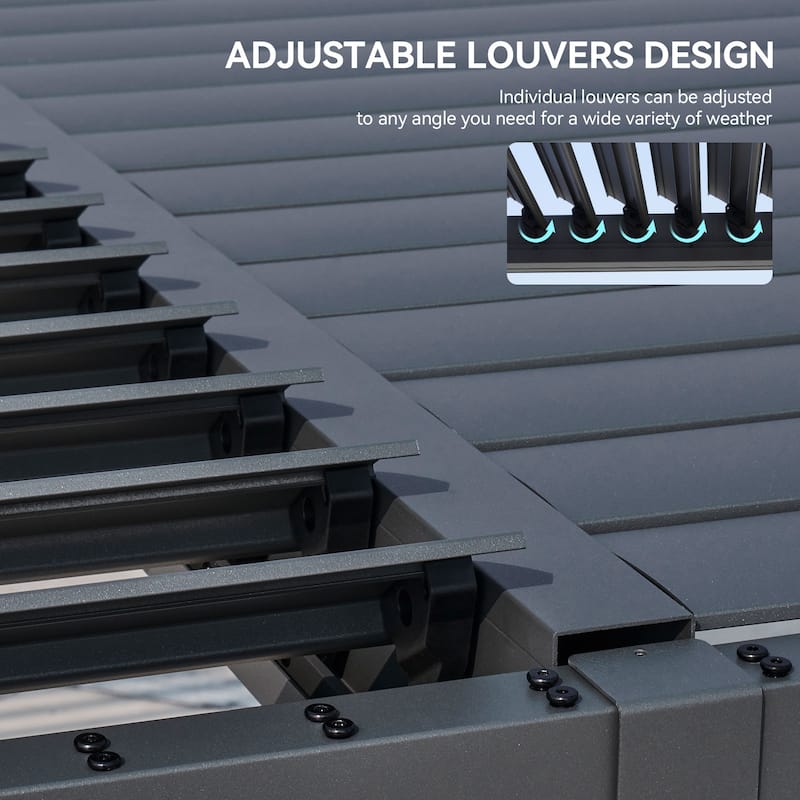Louvered Pergola 12' x 20' Outdoor Aluminum Pergola with Adjustable Top for Decks