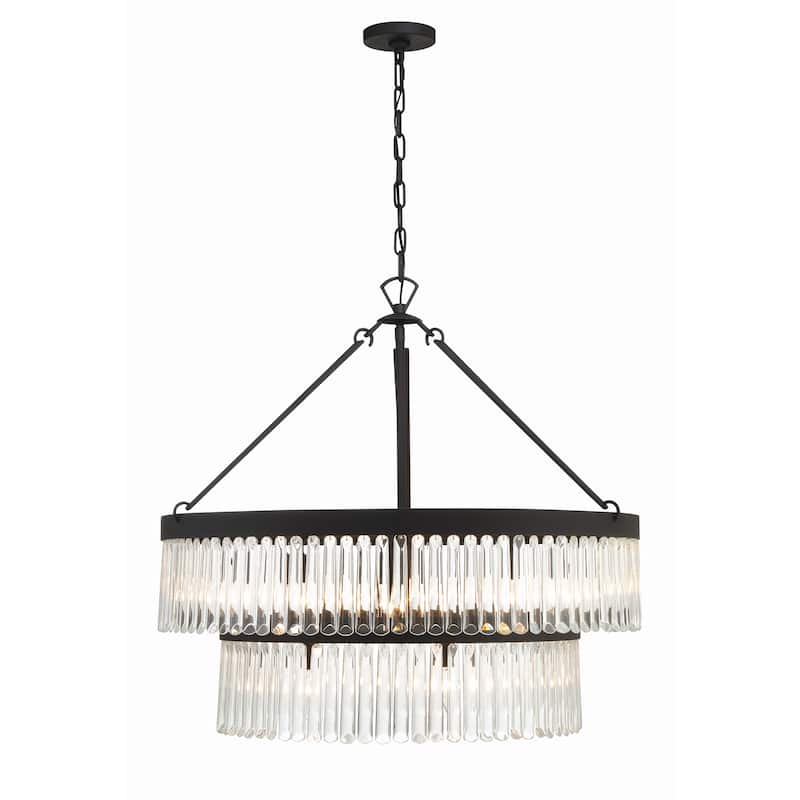 Emory 9 Light Black Forged Chandelier - 32"W x 30.25"H x 32"D