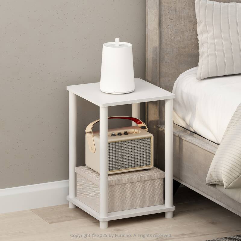 Furinno Turn-N-Tube Nightstand, Bedside Table, White/White