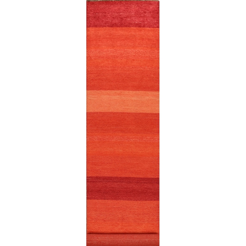 Contemporary Gabbeh Kashkoli Oriental Runner Rug Wool Hand-knotted - 3'2" x 15'6"