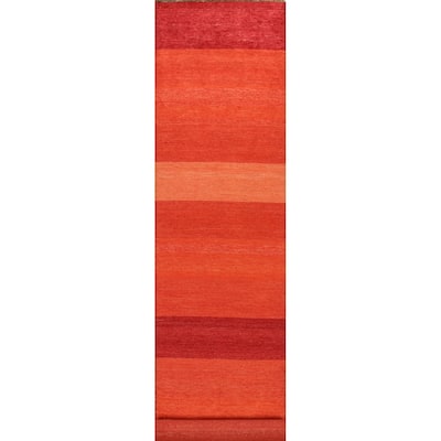 Contemporary Gabbeh Kashkoli Oriental Runner Rug Wool Hand-knotted - 3'2" x 15'6"
