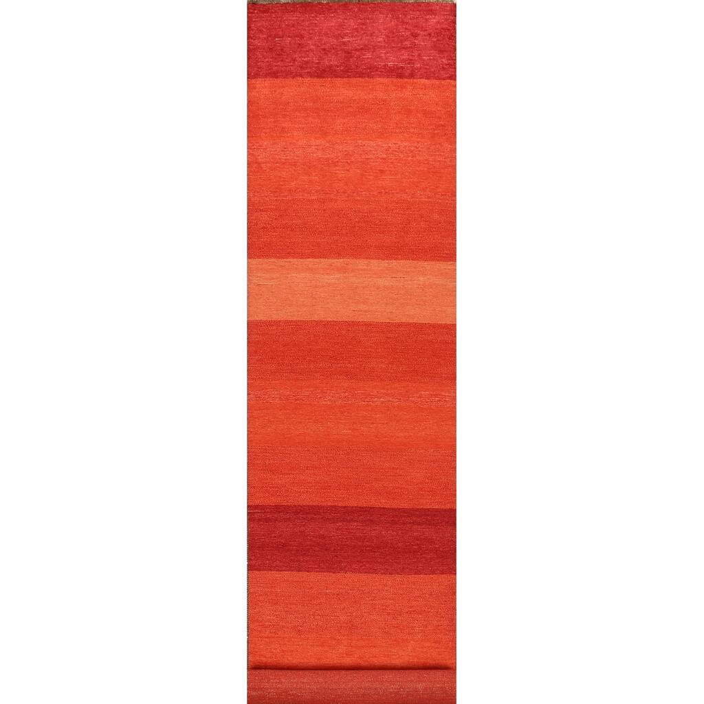 Contemporary Gabbeh Kashkoli Oriental Runner Rug Wool Hand-knotted - 3'2" x 15'6"