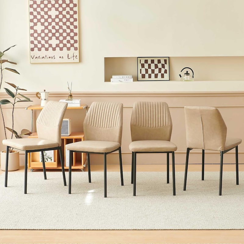 Howtai Upholstered Dining Chair Faux Leather,Metal Legs