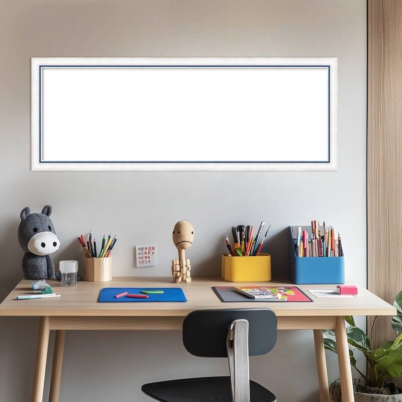 Amanti Art Morgan White Blue Framed Dry Erase Magnetic Board