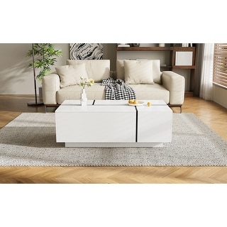 Extendable Coffee Table with High-Gloss Finish - Bed Bath & Beyond ...