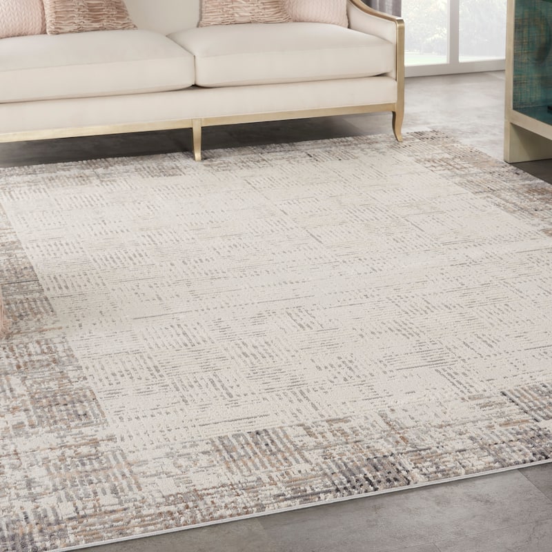 Nourison Elation Abstract Modern Ivory Grey Area Rug