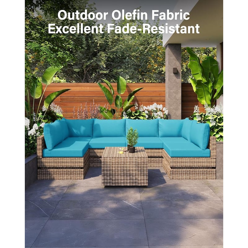 WINSOON 14 Piece Outdoor Furniture Replacement Cushions,Patio Seat Cushions