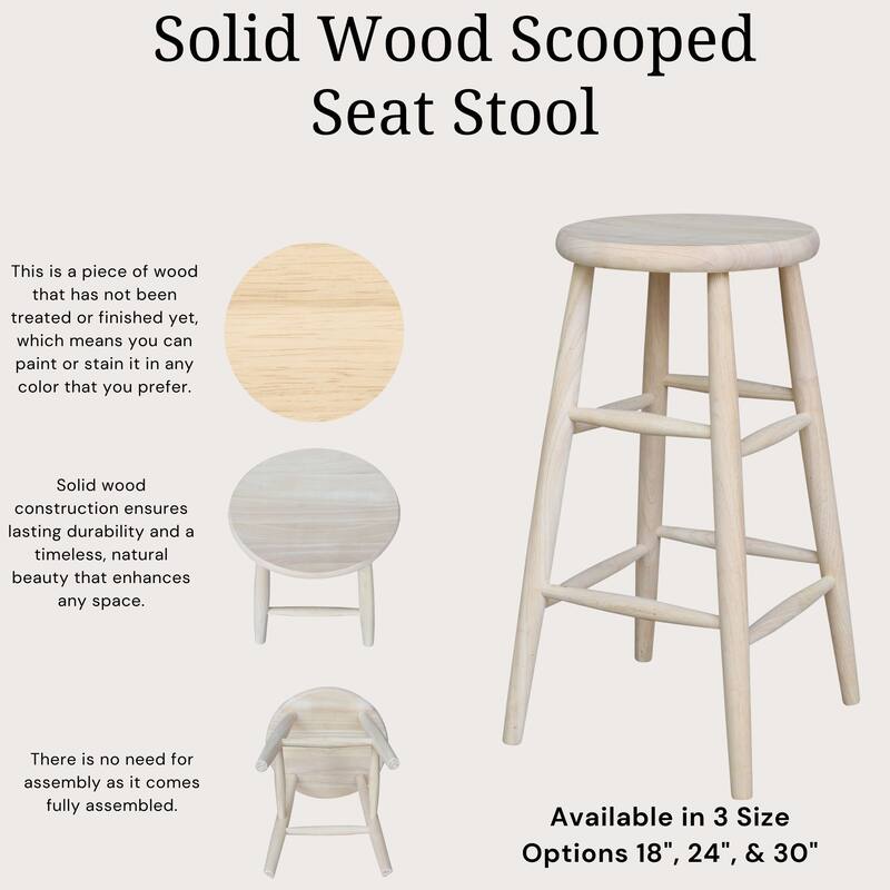 International Concepts Round Scooped Seat Stool