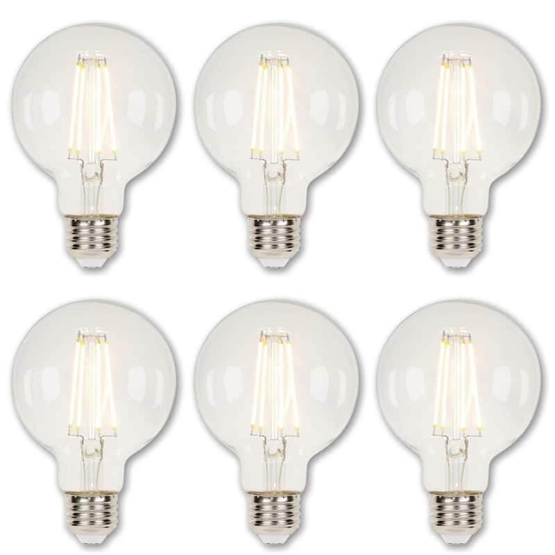 Westinghouse Lighting 5.5-Watt (40-Watt Equivalent) Clear G25 Dimmable Filament LED Light Bulb, Medium Base - 6-Pack