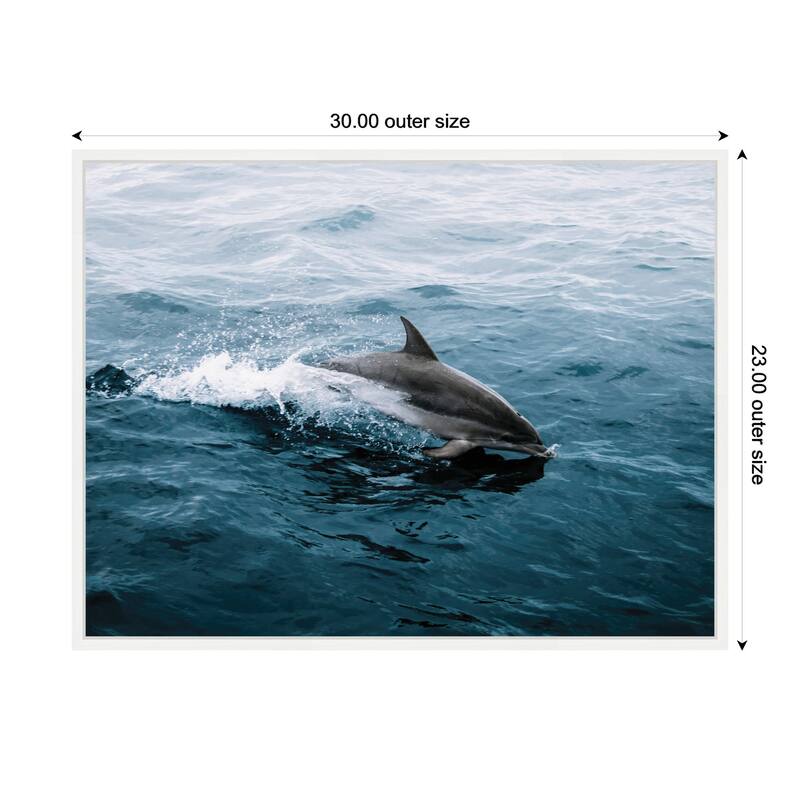 Kate and Laurel Sylvie Dolphin Skipping along in the Ocean Framed Canvas by Michael Schauer