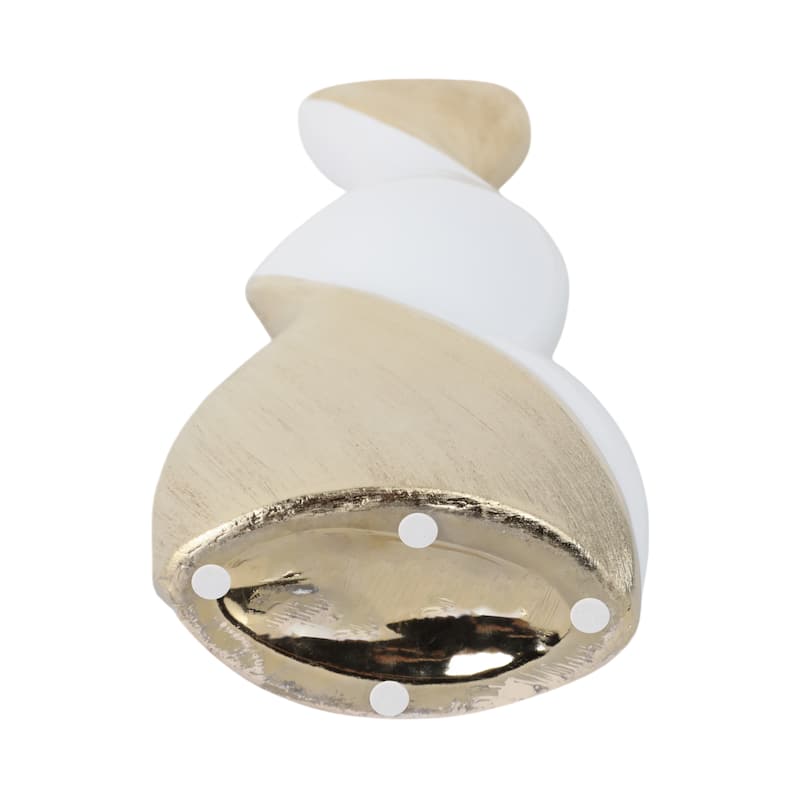 Contemporary Ceramic Twisted Vase -White and Gold Floral Vase