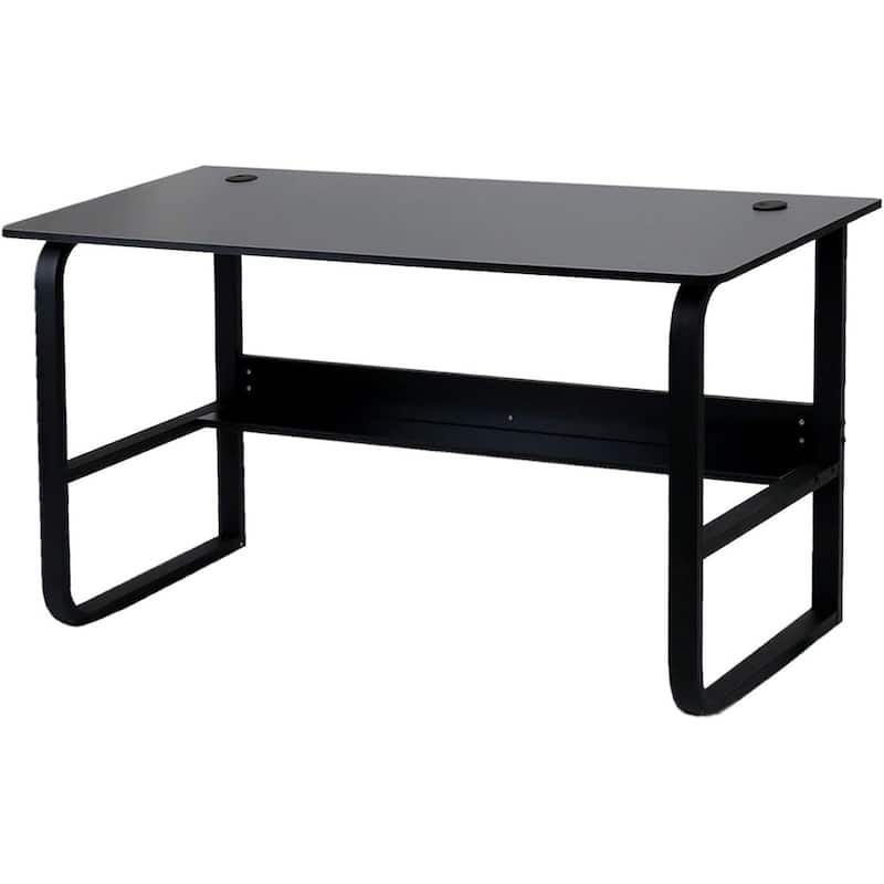 Modern Black Meatal Computer Office Desk Personal With Storage shelves
