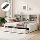 preview thumbnail 1 of 23, Kids Bookcase Bed Storage Daybed Twin Size Platform Bed with Built-in Convenient Charging Station, Drawers and Shelves Creamy White - Twin