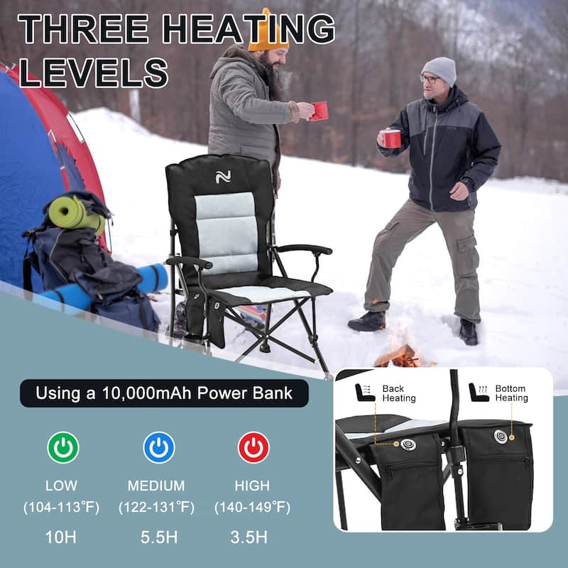 DoCred Portable Heated Camping Chair, Outdoor Wide Folding Chair