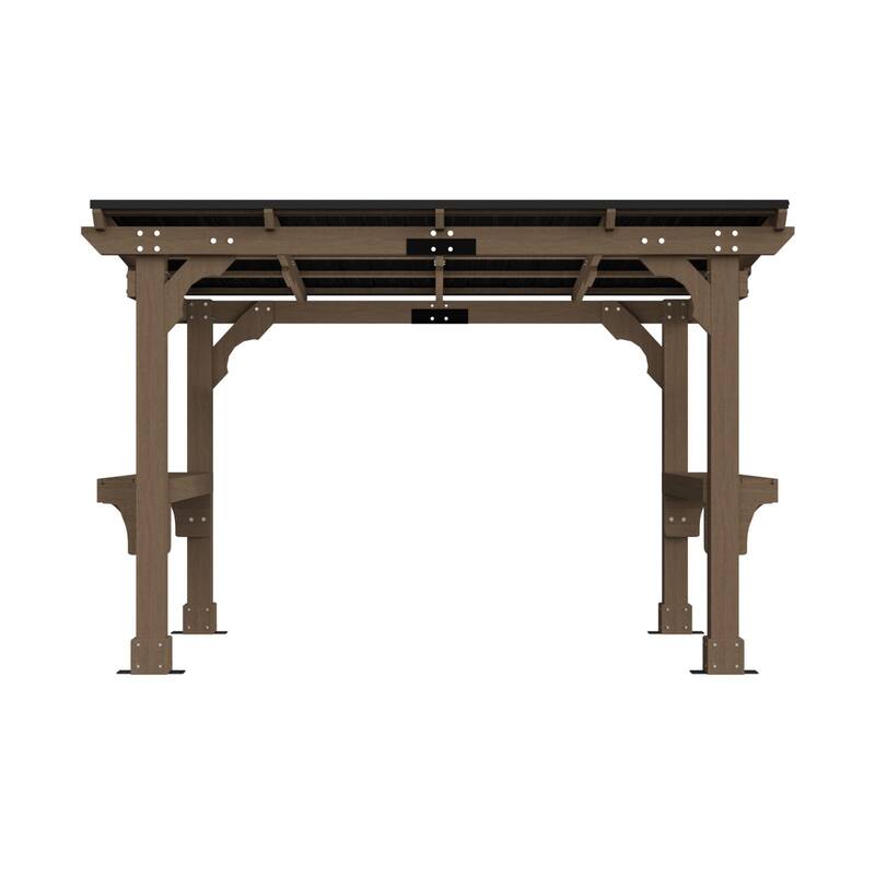 VEIKOUS Wood BBQ Grill Gazebo with Steel Roof for Patio Garden Backyard and Lawn