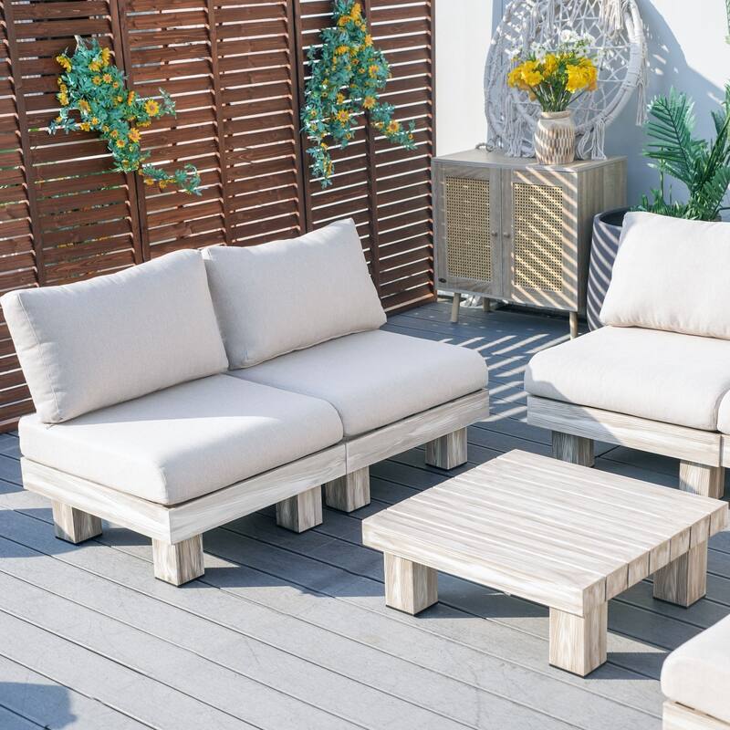 Outdoor Aluminum Conversation Sofa Set with Sponge-filled Cushion